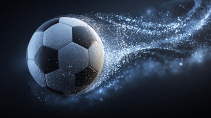 Fototapeta premium Dynamic football background with vibrant green pitch, motion blur effects, and abstract stadium lights, emphasizing energy and excitement of soccer, perfect for sports-themed designs, events, and prom