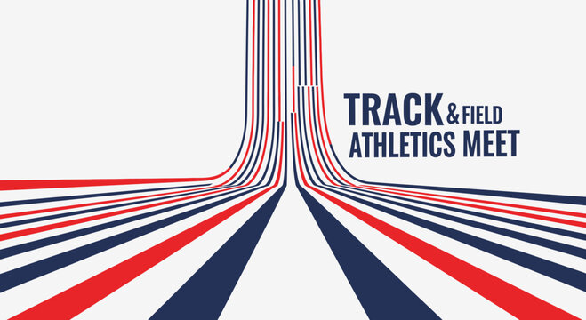 Athletic Track And Field Competition Announcement In Red, White, And Blue Design