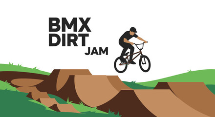 Naklejka premium BMX Dirt Jam Exciting Bicycle Stunt Show Event Celebration
