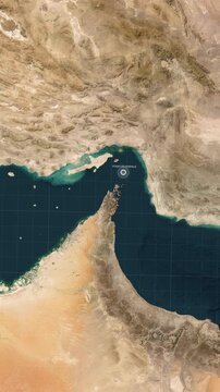 Strait of Hormuz Map Loop Animation In Vertical