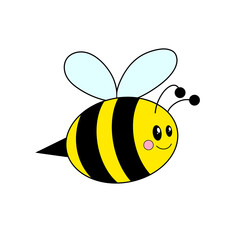 Obraz premium Round yellowed black bee clip art