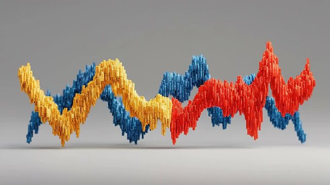 Floating multicolor price waves constructed from vertical data bars illustrating rejection strength and reliability analysis.