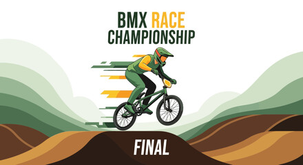 Obraz premium BMX Race Championship Final Extreme Sport Action Illustration On Track