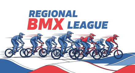 Obraz premium BMX Racing Competition Illustration Depicting Intense Cycling Action and Competitive Spirit