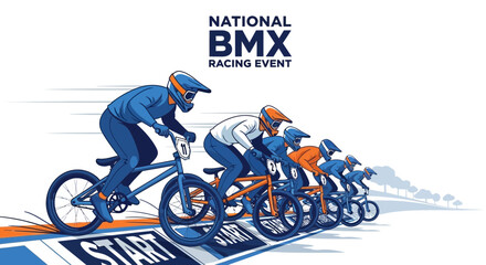 Obraz premium BMX Racing Event: A Dynamic Illustration of Speed, Competition, and Adrenaline Rush
