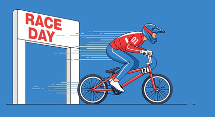 Obraz premium BMX Rider Accelerates Towards Victory On Race Day Start Line