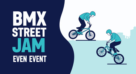 Naklejka premium Bmx Street Jam Event Vibrant Graphic Design For Extreme Sports Promotion