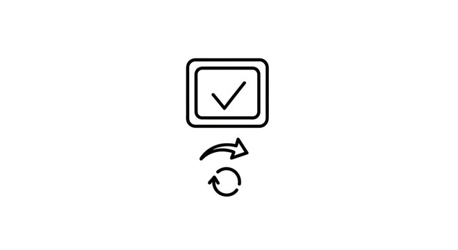 Checklist icon with refresh and arrow, task completion, update, and confirmation concept