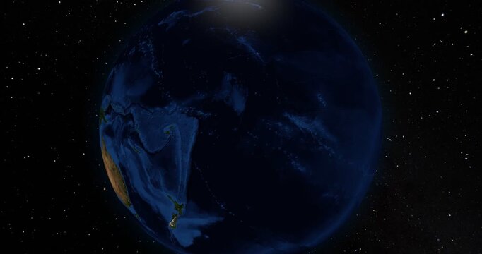 Cook Islands on the Globe. Zoom into the country with the Earth spinning in space. High detail physical world map with Cook Islands on it.  Elements of this animation furnished by NASA