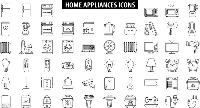 Home Appliance Icons Set Collection.