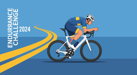Fototapeta premium Cyclist Races Towards Future In The Endurance Challenge Event Of The Year 2024 Design