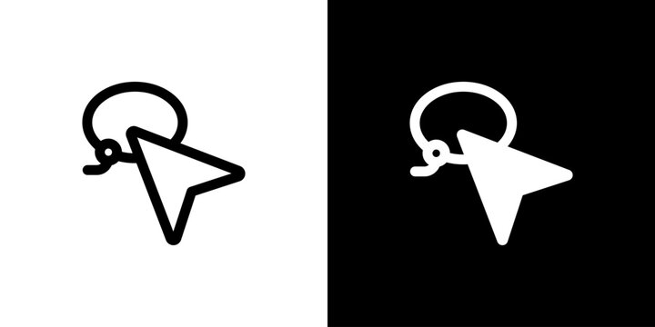 Lasso Selection Cursor icon concept with flat Black White Background. Vector illustration.