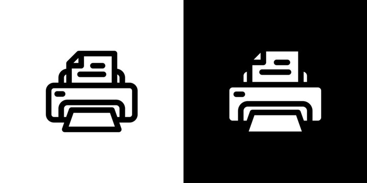 Document Printer Device icon concept with flat Black White Background. Vector illustration.