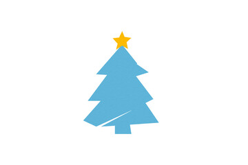 Obraz premium A cute light blue Christmas tree made of paper is placed on a transparent background.