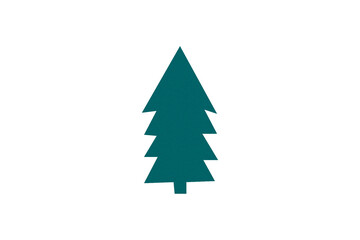 Obraz premium A cute green Christmas tree made of paper is placed on a transparent background.