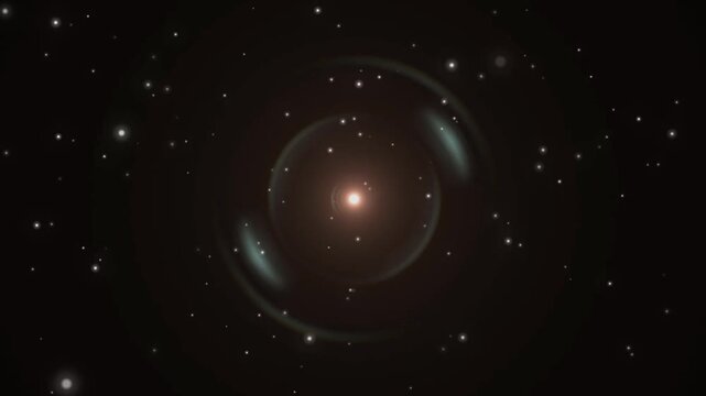 Cosmic star field with central glowing orb and swirling light effects, abstract space background, sci fi