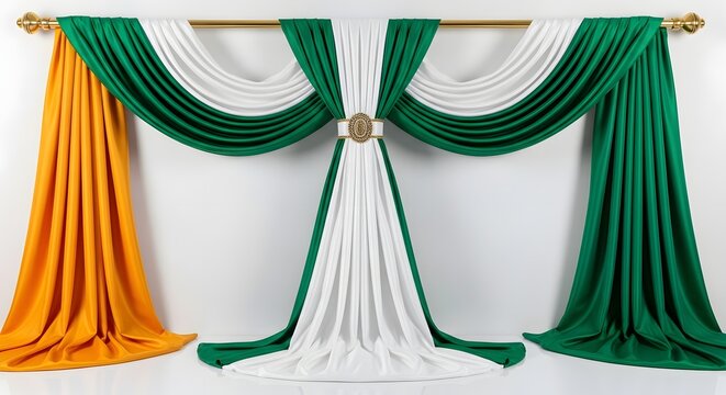 Luxury tricolor satin drapery backdrop for independence day celebration