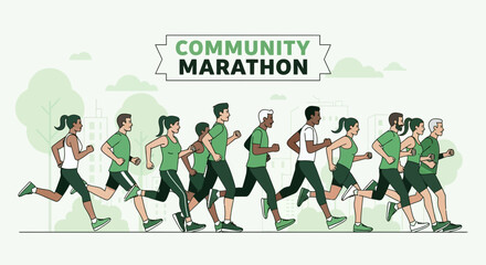 Fototapeta premium Diverse Group Of People Running In A Community Marathon Event