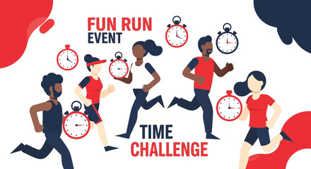 Obraz premium Diverse Runners Competing In A Time Challenge Fun Run Event