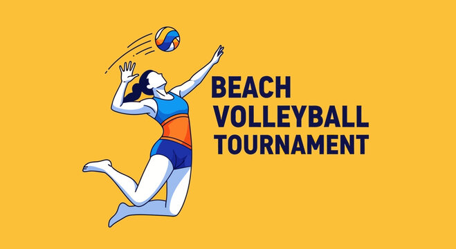 Dynamic Beach Volleyball Tournament Graphic Celebration Active Sport