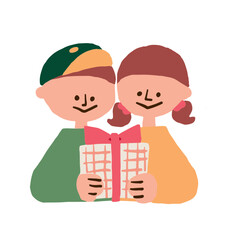 Obraz premium An illustration of children holding presents