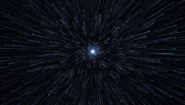 Abstract space background with stars moving at high speed in light streaks