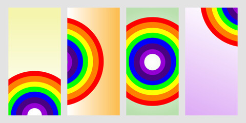 Obraz premium Abstract Rainbow Circle Background Set Minimal Geometric Design