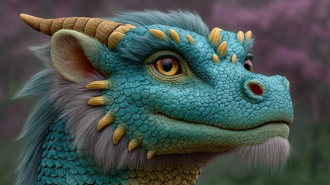 Azure Dragon Qinglong, Majestic Azure Dragon with Serene Expression
