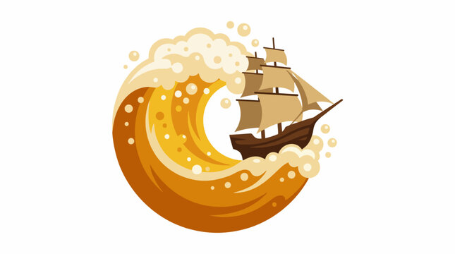 This playful logo portrays a classic ship navigating a stylized wave, emphasizing adventure, exploration, and the thrill of the sea, crafted in a whimsical cartoon style.