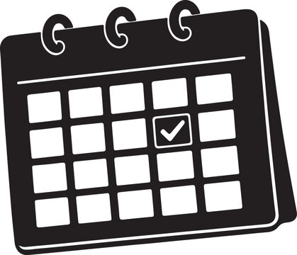 Calendar icon featuring a check mark, symbolizing task completion or event confirmation