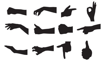 Fototapeta premium Human Hand Gesture Silhouette Vector Set