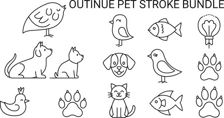 Fototapeta premium Set of cartoon animal icons vector illustration for kids and farm animals National Pet Day