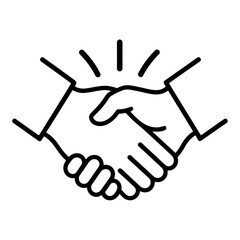 Obraz premium Outline Handshake With Sunburst Line Icon