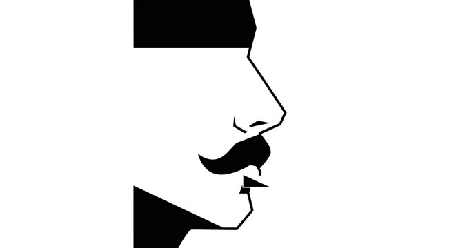 Man with a handlebar mustache profile.