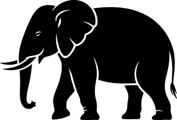 Fototapeta premium Elephant silhouette illustration with minimalist wildlife animal design in black vector style