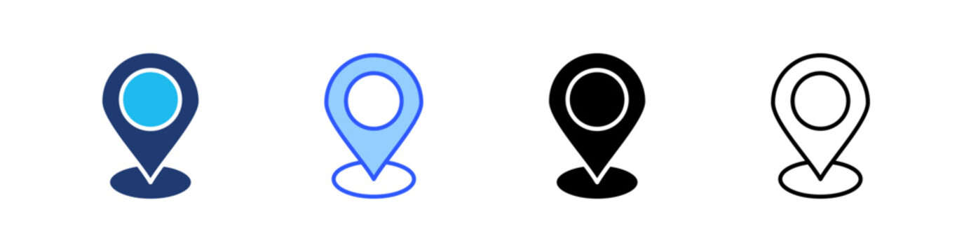 Location Multi Style Icon Set Vector 