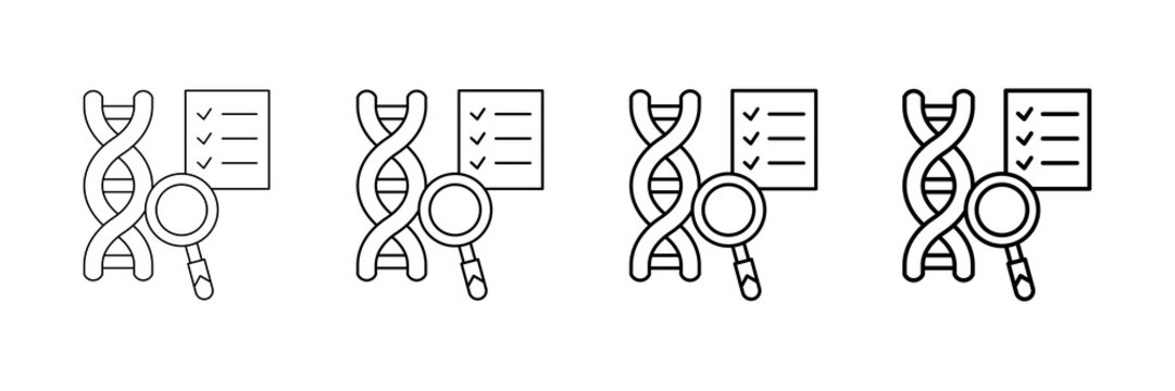 Genetic Testing Icons Vector Set In Different Stroke Line Style