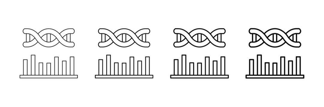 Dna Sequencer Icons Vector Set In Different Stroke Line Style