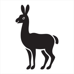 Fototapeta premium Stylized Llama Illustration Black Silhouette Andes Animal