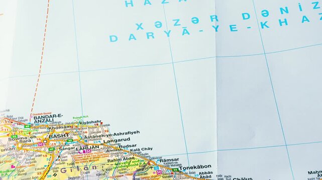 Caspian Sea Iran Border Energy Region Map Oil Gas Resource Geopolitical Concept