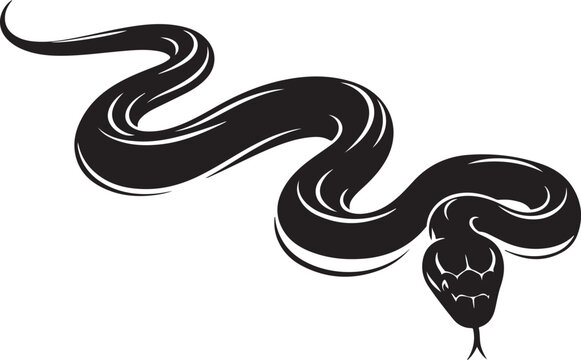 Snake, black, vector, illustration, reptile isolated on Transparent Background