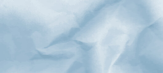 Obraz premium Light blue crumpled paper background vector features worn wrinkled texture. Wrinkle crumple effect on plain sheet for art fabric designs. Abstract ripped blue bg.