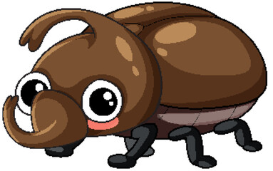 Obraz premium Cute Cartoon Rhinoceros Beetle Vector Illustration Isolated on White Background