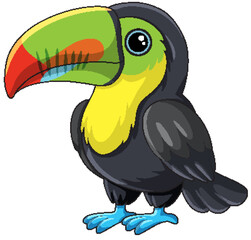 Fototapeta premium Cute Cartoon Keel-Billed Toucan Vector Illustration on White Background