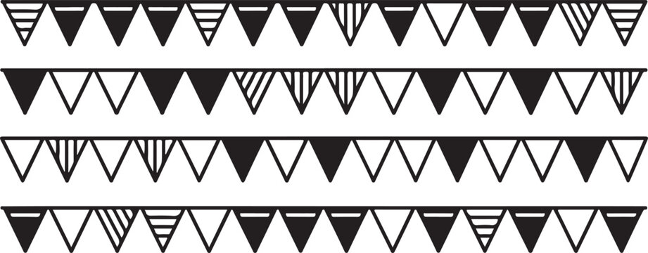 black and white triangle pennant banner flags pattern