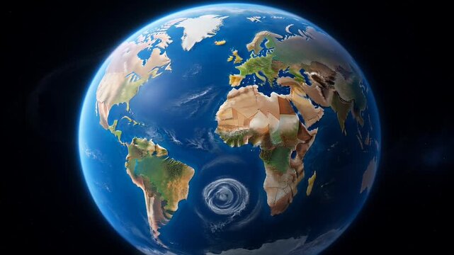Detailed 3D Render of Earth Showing Continents and Oceans
