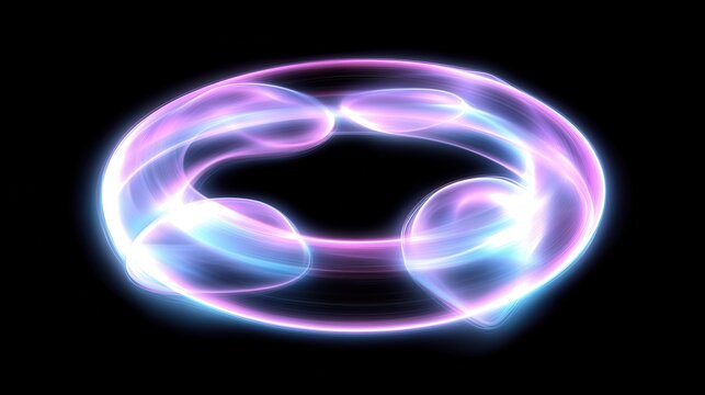 Abstract glowing plasma ring with luminous light effects on a dark background