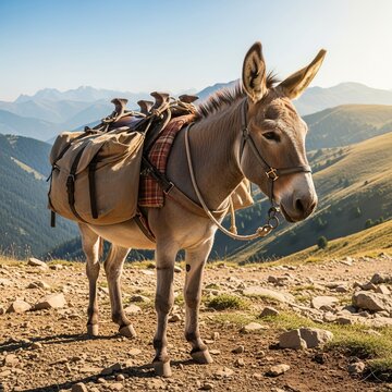Donkey Equus asinus A domesticated mammal related to horses ofte