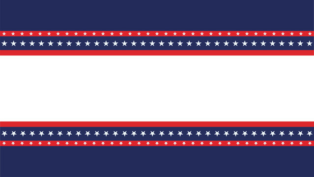 American star stripe horizontal banner design red blue decorative frame template