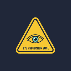 Obraz premium Warning Sign Indicating Eye Protection Zone Alerting About Visual Hazard Safety Measures
